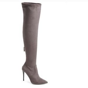 Steve Madden Devine Grey Over the Knee Suede Boots